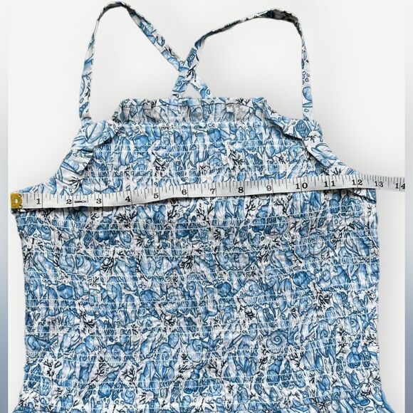 Crewcuts Girls Linen Cross-Strap Blue & White Dress in Seashell Print. 14. NEW. - Picture 5 of 9